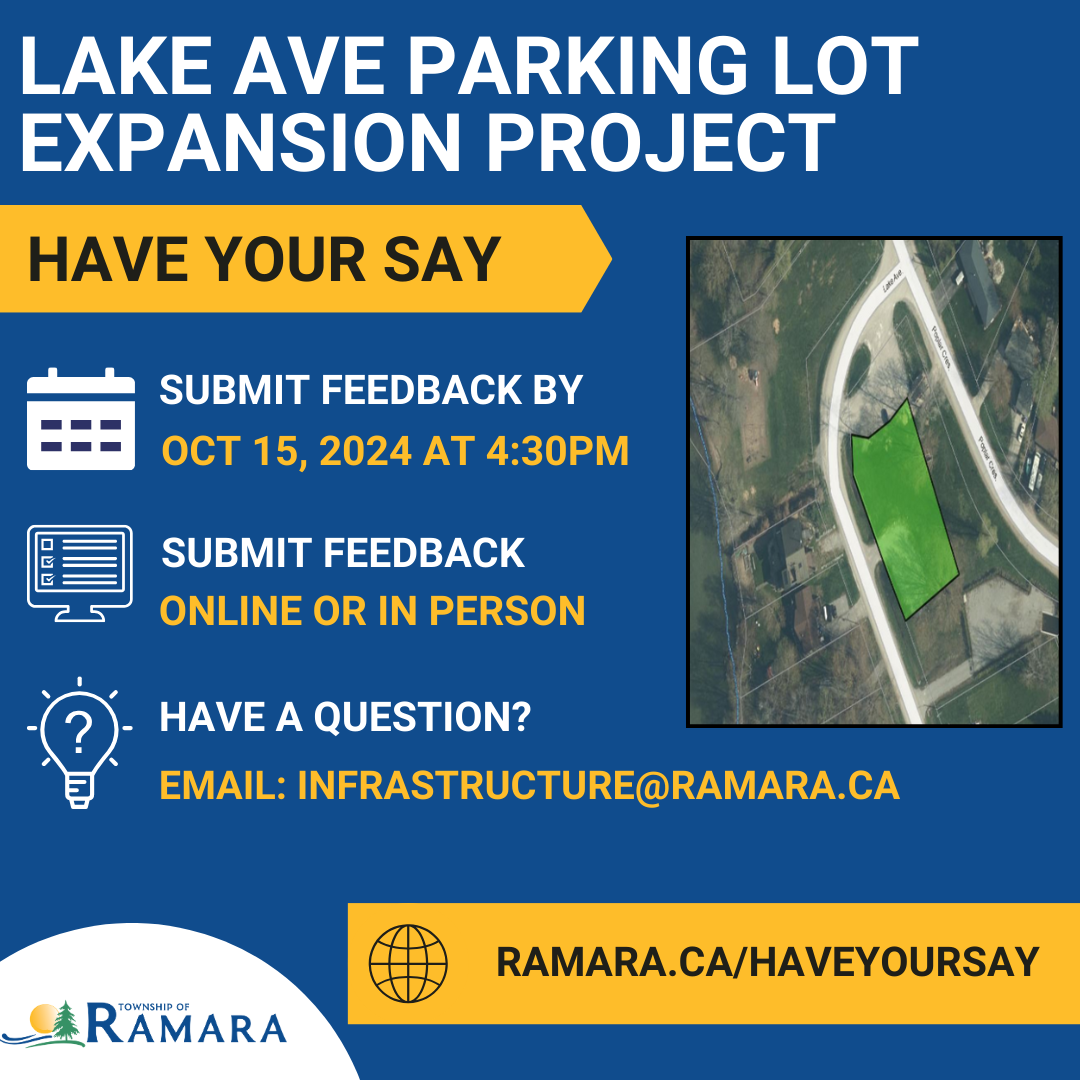 Have your say information with the expansion of the Lake Ave parking lot. 