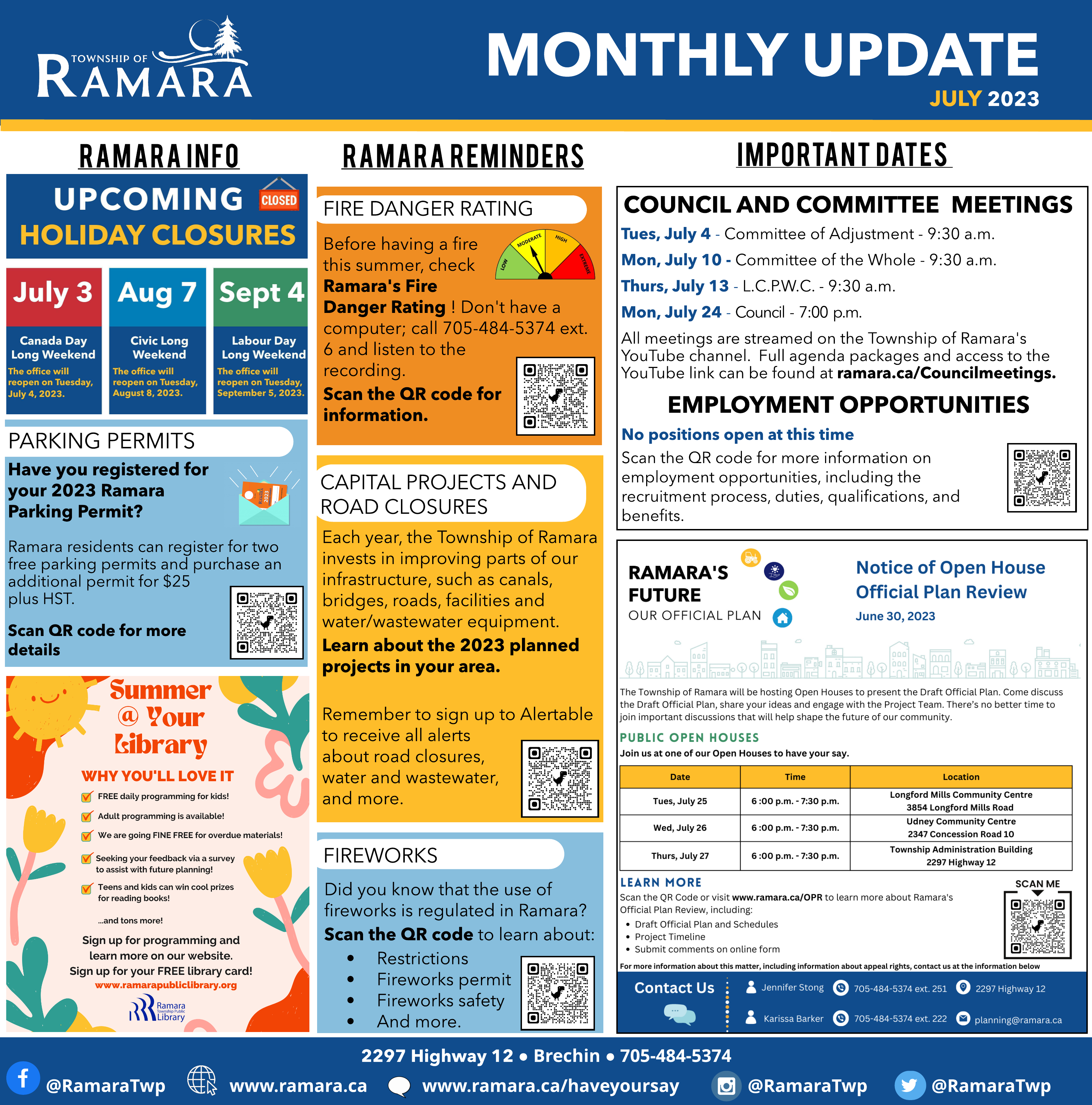 July edition of the Ramara Bulletin that lists all the news and important updates for Ramara Township. 