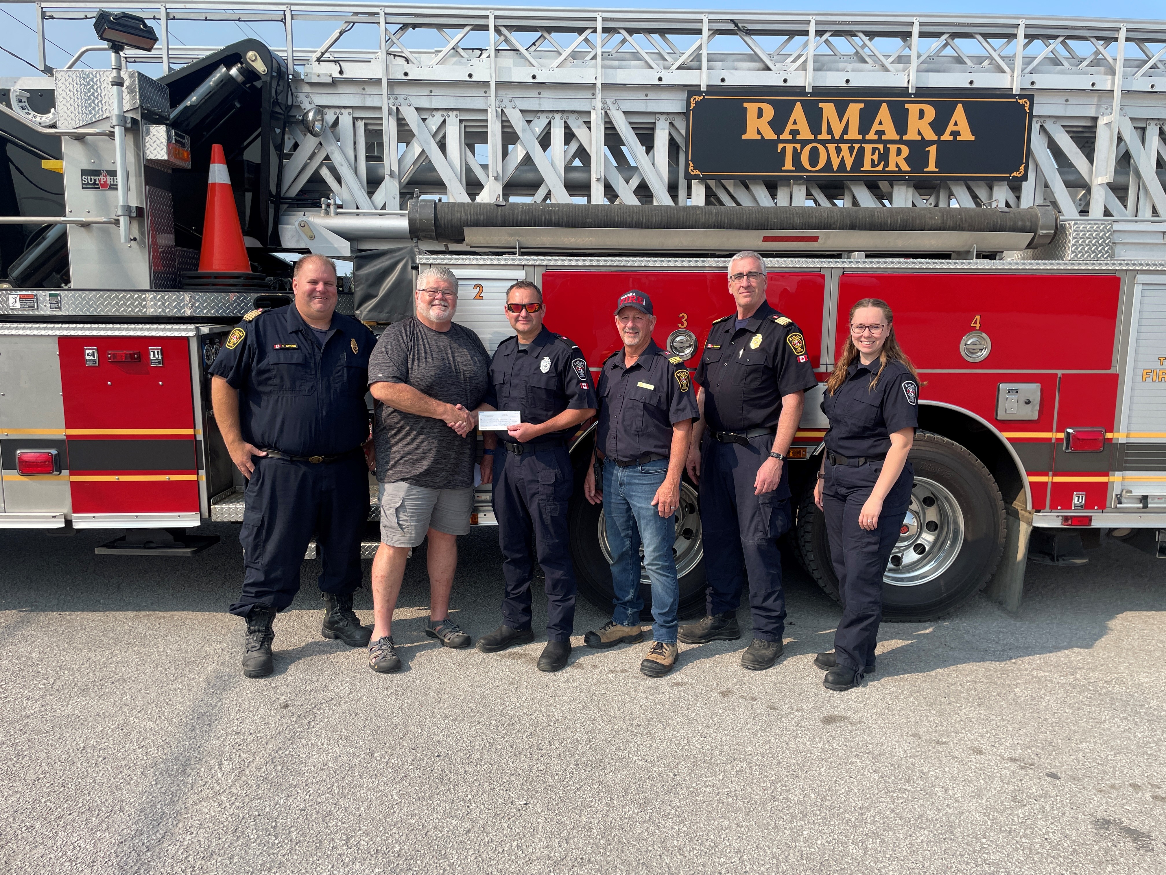 Cheque presentation to the Ramara Firefighters Association and Fire department